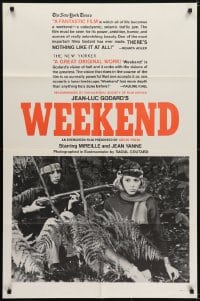 5k951 WEEK END 1sh 1967 Mireille Darc, Jean Yanne, directed by Jean-Luc Godard!