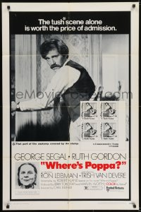 5k960 WHERE'S POPPA 1sh 1970 Carl Reiner directed comedy, George Segal & Ruth Gordon!
