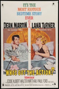 5k964 WHO'S GOT THE ACTION 1sh 1962 Daniel Mann directed, Dean Martin & irresistible Lana Turner!