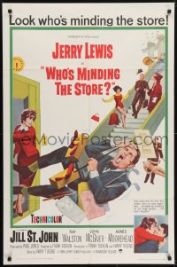 5k965 WHO'S MINDING THE STORE 1sh 1963 Jerry Lewis is the unhandiest handyman, Jill St. John