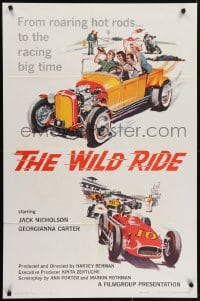 5k969 WILD RIDE 1sh 1960 from roaring hot rods to the racing big time, cool artwork!