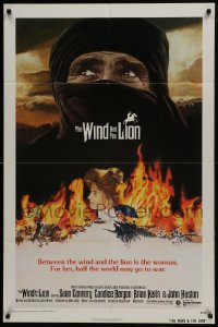 5k971 WIND & THE LION 1sh 1975 art of Sean Connery & Candice Bergen, directed by John Milius!