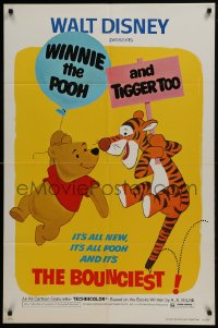 5k973 WINNIE THE POOH & TIGGER TOO 1sh 1974 Walt Disney, characters created by A.A. Milne!