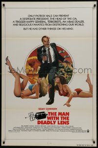5k986 WRONG IS RIGHT 1sh 1982 TV reporter Sean Connery, Alexander art, The Man w/the Deadly Lens!