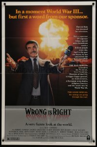 5k985 WRONG IS RIGHT 1sh 1982 TV reporter Sean Connery, Alexander art, 1st a word from our sponsor!