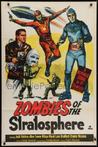 5k998 ZOMBIES OF THE STRATOSPHERE 1sh 1952 Republic serial, great art of aliens with guns!