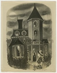 5m826 CAT & THE CANARY TV 11x14 still 1960 great Charles Addams art of the spooky house!