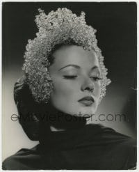 5m855 GENE TIERNEY 11.25x14 still 1940s incredible portrait wearing headpiece that looks like ice!