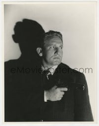 5m956 SEVENTH CROSS deluxe 10x13 still 1944 c/u of Spencer Tracy with gun drawn & shadow behind!
