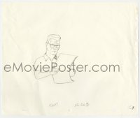5m040 KING OF THE HILL animation art 2000s cartoon pencil drawing of Hank reading newspaper!