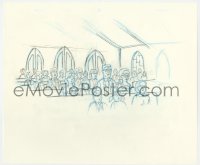 5m042 KING OF THE HILL animation art 2000s cartoon pencil drawing of Hank, Peggy & Bobby in church!