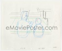 5m038 KING OF THE HILL animation art 2000s cartoon pencil drawing of Hank & Bobby by football field!