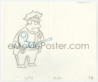 5m045 SIMPSONS animation art 2000s cartoon pencil drawing of angry Chief Wiggum holding baton!