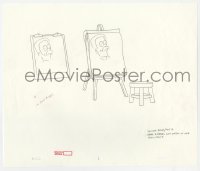 5m062 SIMPSONS animation art 2000s cartoon pencil drawing of stool & easel w/sketch of Ned Flanders