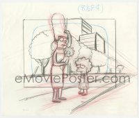 5m053 SIMPSONS animation art 2000s cartoon pencil drawing of Marge holding Maggie by sad Lisa!
