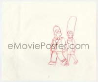 5m049 SIMPSONS animation art 2000s cartoon pencil drawing of Homer in suit holding hands w/ Marge!