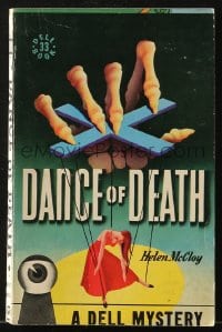 5m174 DANCE OF DEATH paperback book 1942 art of skeleton hand with woman as marionette puppet!