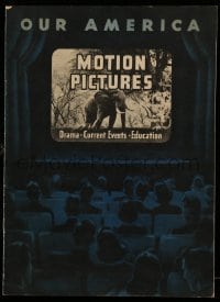 5m218 OUR AMERICA MOTION PICTURES softcover book 1943 Coca-Cola album to include 16 3x4 labels!