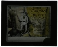 5m429 BEST BAD MAN style A glass slide 1925 great image of Tom Mix with rifle, but no Clara Bow!