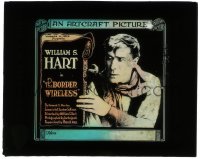 5m435 BORDER WIRELESS glass slide 1918 great close image of star & director William S Hart!