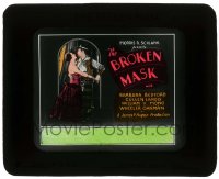 5m440 BROKEN MASK style B glass slide 1928 romantic c/u of Barbara Bedford embracing Cullen Landis!