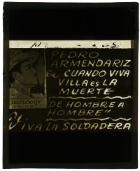 5m613 CUANDO VIVA VILLA ES LA MUERTE South American glass slide 1960 Pedro Armendariz as Pancho!
