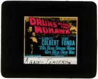 5m461 DRUMS ALONG THE MOHAWK glass slide 1939 John Ford, close up Claudette Colbert & Henry Fonda!