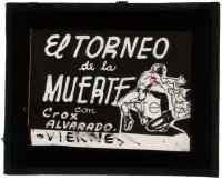 5m615 EL TORNEO DE LA MUERTE South American glass slide 1960 Crox Alvarado, wrestling art!