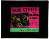5m464 FIGHTING CHAMP glass slide 1932 great image of cowboy Bob Steele in the boxing ring!