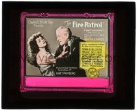 5m468 FIRE PATROL glass slide 1924 scared Anna Q. Nilsson resists man tearing her clothes off!