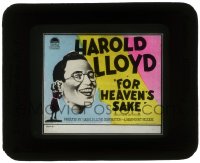 5m470 FOR HEAVEN'S SAKE glass slide 1926 headshot of Harold Lloyd + tiny Jobyna Ralston!