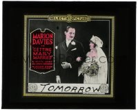 5m477 GETTING MARY MARRIED glass slide 1919 pretty bride Marion Davies & groom Norman Kerry!