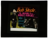5m513 MAN FROM HELL'S EDGES glass slide 1932 Bob Steele full-length & with pretty Nancy Drexel!