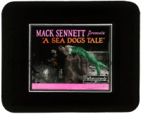 5m555 SEA DOG'S TALE glass slide 1926 Mack Sennett, Billy Bevan wearing grass skirt by mermaid!