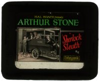 5m558 SHERLOCK SLEUTH glass slide 1925 detective Arthur Stone in a Hal Roach comedy short!