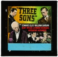 5m604 THREE SONS Aust glass slide 1939 Edward Ellis, William Gargan, Kent Taylor & Alexander!