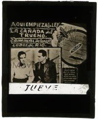 5m621 UNKNOWN MOVIE South American glass slide 1950s quad-bill featuring Thunder Pass & more