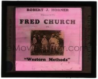 5m595 WESTERN METHODS glass slide 1929 cowboy Fred Church, one of the pioneers of early westerns!