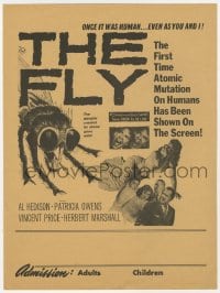 5m361 FLY herald 1958 Vincent Price, Patricia Owens, Al Hedison, classic horror!