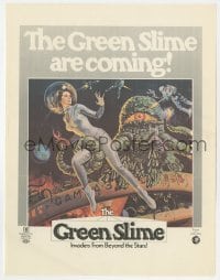 5m369 GREEN SLIME herald 1969 classic cheesy sci-fi, art of sexy astronaut & monster by Vic Livoti