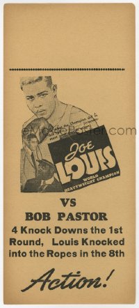 5m378 JOE LOUIS VS BOB PASTOR herald 1939 boxing match, the world heavyweight champion, cool!