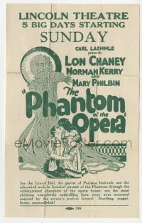 5m296 PHANTOM OF THE OPERA herald 1925 art of Lon Chaney Sr. as the Phantom over the lovers, rare!