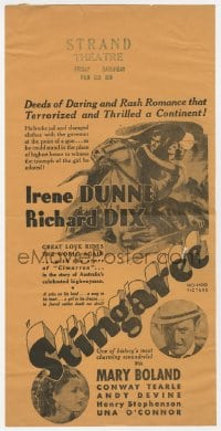 5m318 STINGAREE herald 1934 great romantic artwork of Richard Dix holding Irene Dunne on horse!