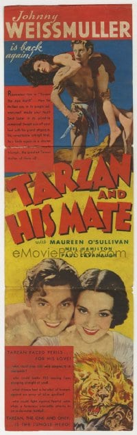 5m321 TARZAN & HIS MATE herald 1934 great images of Johnny Weissmuller & Maureen O'Sullivan, rare!