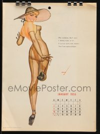 5m075 GEORGE PETTY Esquire calendar 1955 each page with sexy art by the legendary pin-up artist!