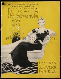 5m716 ROBERTA stage play souvenir program book 1933 great cover art + fashion guide inside!