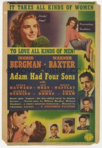 5m002 ADAM HAD FOUR SONS mini WC 1941 sultry Ingrid Bergman, Warner Baxter, sexy Susan Hayward!
