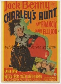 5m006 CHARLEY'S AUNT mini WC 1941 great art of Jack Benny in drag as old lady smoking cigar, rare!