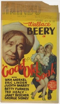 5m015 GOOD OLD SOAK mini WC 1937 Wallace Beery, sexy showgirl Betty Furness, Ted Healy billed!
