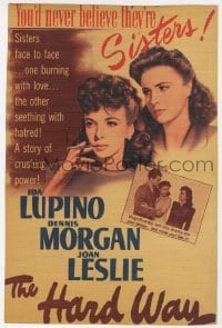 5m016 HARD WAY mini WC 1942 you'll never believe smoking Ida Lupino & Joan Leslie are sisters, rare!